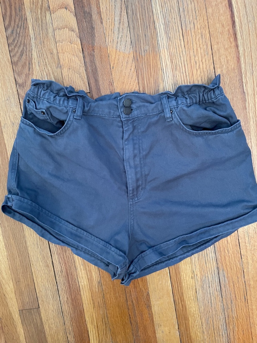 O’NEILL High-Waist Paperbag Slate Blue Gray Summer Coastal Beach Y2K Shorts